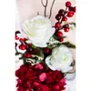 Feliz navidad Rose Hydrangea Arreglo artificial, rojo