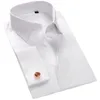 Męskie koszule luksusowe merceryzowane bawełniane francuskie mankiet mankiet Długie rękawie Mężczyźni Tuxedo Wedding Shirt Wysokiej jakości sukienka z mankietami 230804