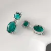 Orecchini pendenti Gocce ovali di lusso Orecchini di cristallo verde fucsia Accessori di fascino per gioielli per le donne Zircone da festa