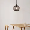Lampade a sospensione in vetro grigio cognac con lampadina E27 per sala da pranzo, cucina, lampada da comodino, cavo regolabile
