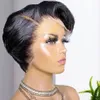 Perruques en dentelle Pixie Cut perruque cheveux humains transparents pour les femmes droites courtes Bob T Part Prepluck Brazilia 230803