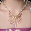 Pendant Necklaces Creative Ethnic Style Pink Faux Pearls Beaded Necklace For Women Vintage Court Gorgeous Inlaid Lucite Party Jewelry