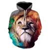 Herren Hoodies Leuchtender Löwe Kapuzenpullover Kleidung Lässige Lose Tier Streetwear Männliche Mode Herbst Winter Outwear