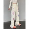 Jeans femme Y2K japonais rose motif de dessin animé pour 2023 Harajuku jambe droite décontracté Slim Fit large pantalon Street Wear