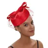 Breda randen hattar hink elegant kentucky hatt fascinator för kvinnor tea party fågelbur slöja satin derby pillbox 230804