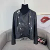 Chaquetas de cuero de invierno para mujer Gabardina con hebilla de metal Chaqueta de diseñador blam Abrigos de estilo punk para mujer rompevientos informal