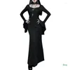 Sukienki swobodne L5YC Halloween Women Black Gothic Maxi Dress Flare Bodycon