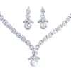 Moda 2 pezzi / set Set di gioielli da sposa Conchiglia Collana di perle Orecchini Set di gioielli africani Bianco AAA Zirconia Donna Matrimonio Damigella d'onore Orecchini di diamanti Collane Regalo