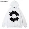 Men's Hoodies Sweatshirts Vintage Mens Hoodie Sweatshirt Y2K Grunge Hip Hop Ripped Embroidery Teeth Patch Hooded Streetwear Harajuku Punk Gothic Pullover 230804