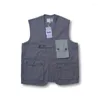 Herrenwesten Baumwolle Tank Top Mode Lässig Multi Pocket Panel Pografie Ärmellose Jacke Straßenkleidung Lose Weste Mantel