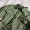 Men's Jackets Multi pocket cargo long sleeve cargo jeans shirt coat male loose jacket T230804