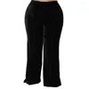 Pantalon plus taille velours femmes élastiques hautes taille longue flare automne mode hiver solide velor bureau dame trant 4xl 5xl