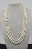 قلادة قلادة واو 3ROWS Freshwater Pearl White بالقرب من جولة 7 8 ملم قلادة 19 21Inch الطبيعة بالجملة FPPJ 230804