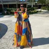 Etnische Kleding 5xl Mode Afrikaanse Kleding Vrouwen Lange Mouw Strapless Jurk Zomer Bedrukte Maxi Rokken Laides Losse Avond Feestjurken