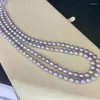 Pendenti Trendy 6-6.5mm Collana di perle blu grigio chiaro brillante per le donne Real Akoya Round Seawater Fine 925 Regali di gioielli in argento