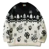 Mannen Truien Amerikaanse Cartoon Kerst Gebreide Vintage Ronde Hals Kleur Matching Truien Causale Losse Verse Paar Jumpers Winter 230803