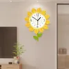 Relógios de parede exclusivos Relógio de luz noturna Flores Kawaii Cozinha Sala Bonito Silencioso Luminoso Meninas Reloj De Pared Decorarion