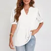 Camicette da donna T-shirt traspirante Lady Loose Chic scollo a V manica a bolle morbida camicetta estiva casual per A