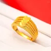 Cluster Rings 6000 24.k Pure Copy Real 18k Yellow Gold 999 24k Women's To Heart Lucky Opening Adjustable Sweet Ring Gift Never Fade Jewelry