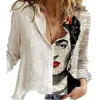 女性のシャツと襟の長袖ルーズカジュアルオフィストップMujerng94
