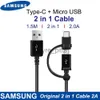 Laddare/kablar Samsung 2 i 1 Micro USB -kabeltyp C Fast Charger Note8 Note9 S8 Plus S9 Plus C5C7C9 Pro S6 S7Edge Note5 Cable X0804