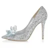 Cinderella Shoes For Wedding Sparkly Bling Rhinestone High Heels Women Pumps Pointed toe Crystal Wedding Shoes 9cm Bridal Shoes Ch322u