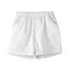 Kvinnors shorts bomullslinne sport sommar solid hög midja svart kvinnor mode plus storlek avslappnad pantaloner