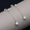 Kolczyki Dangle Natural Pearl Bead Long Chain Hodowlany wisiorek słodkowodnej dla biżuterii Women Prezent 5x50 mm