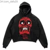 Men's Hoodies Sweatshirts American retro high street Harajuku skeleton rose printing sweater for women y2k loose personality Pantyhose brand lovers Z230804