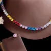 Hiphop Designer Jewelry Set Colorful Tennis Necklace Earring African Jewelry Sets Red White AAA Cubic Zirconia Woman Diamond Earrings Necklaces Party Gift Box