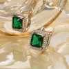 Stud 18k Rose Gold Vintage Emerald Diamond Earrings For Women äkta smycken Bröllopsdag Resizable Earring Present grossist 230804