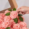 Dekorativa blommor 25st/box Artificial Blush Roses Realistic Fake w/STEM för DIY Wedding Party Buquets Baby Shower Home Decorations