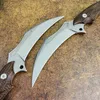 1st S7205 Karambit Knife DC53 Satin Blade Full Tang Micarta Handle Fixed Blade Claw Knives Outdoor Camping Tactical Gear With Kydex