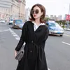 Women's Trench Coats Windbreaker 2023 Winter Long Section Slim Trend Simple Personality Long-sleeved POLO Collar Slimming Wild