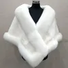 Bridal Wraps 10 färger Mixed Orders Autumn Winter Long Fox Faux Fur Evening Dress Shawl Cloak Scarf Female Party Cocktail3164