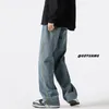 Männer Jeans Blau Schwarz Baggy Männer Mode Vintage Gürtel Japanische Streetwear Hip hop Lose Gerade Denim Hosen Herren Hosen 230804