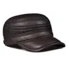 Top Caps Erkek İlkbahar/Kış Orijinal Deri Siyah/Kahverengi Düz Beyzbol Erkek 55-60 cm Özelleştirilmiş Boyut Açık Sıcak Snapback Şapka