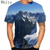 T-shirts pour hommes 2023 Fashion T-shirt d'impression 3D Natural Mountain Top à manches courtes