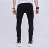 Jeans pour hommes Pure Black Denim Pants High Street Fashion Mens Ripped Jens Slim Small Feet Elastic Male Full Length Streetwear Pantalon