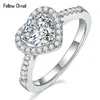 Fedi nuziali Follow Cloud 1CT Heart Cut Diamond Halo 925 Sterling Silver Platinum Plated Band Promise Ring per le donne 230804