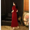 Vêtements ethniques Vintage robe traditionnelle Toast vêtements Qipao 2023 vin rouge robes de mariée mariée mode élégant Banquet Cheongsam