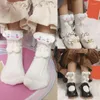 Femmes Chaussettes Filles Chunky Câble Tricoté Harajuku Animal De Bande Dessinée Pour Poupée En Peluche Boule Arc Preppy Drop