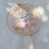 Chinese Style Products Translucent Embroidery Round Bamboo Hand Fan Long Handle Children's Dance Fan Chinese Style Hanfu Tang Costume R230804