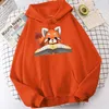 Men's Hoodies Red Panda Read A Book Print Hoodie Men Hip Hop High Quality Haruku Autumn Casual Fashion Loose Women Clothing