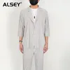 Costumes pour hommes ALSEY Miyake printemps costume plissé veste affaires décontracté couleur unie revers trois-quarts manches Cardigan mode masculine