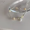 Strand ALLME fait à la main scintillant opale baroque perle d'eau douce Bracelets pour femme couleur argent coeur perles Bracelet à breloques cadeaux