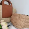 Storage Bags French Straw Woven For Women Large Capacity Commuting Phone Bag Seaside Vacation Bucket Handheld Necessaire