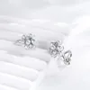 Серьги с шпилькой CZ Flower Cluster Feshwater жемчужина для женщин -ювелирных украшений из латун