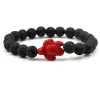 natural Stone 8mm Black Lava Stone Beads Tortoise Charms Bracelet Essential Oil Perfume Diffuser Bracelets Stretch
