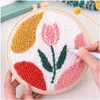 Chinese Style Products Punch Needle Embroidery Starter Kits Include Fabric with Pattern Yarns Embroidery Hoops for Rug-Punch Pinch Needle For Gift R230803